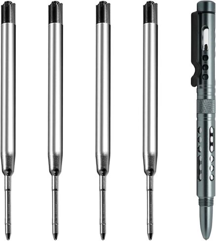 Origin-Joy 3 Pack Aluminum Alloy Lightweight Tactical Pen Set, Multifunctional EDC Self Defense Pen With 12 Ballpoint Refills (Grayish Blue) in Saudi Arabia