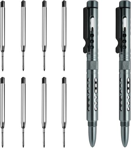 Origin-Joy 3 Pack Aluminum Alloy Lightweight Tactical Pen Set, Multifunctional EDC Self Defense Pen With 12 Ballpoint Refills (Grayish Blue) in Saudi Arabia