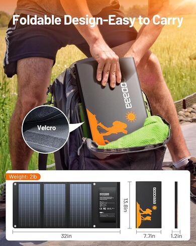 GOODaaa 10W Portable Solar Charger with Dual USB Outputs Super Handy Foldable Size 24% High Conversion Efficiency Solar Panels, Waterproof & Dustproof & Shockproof, Wide Compatibility in Saudi Arabia