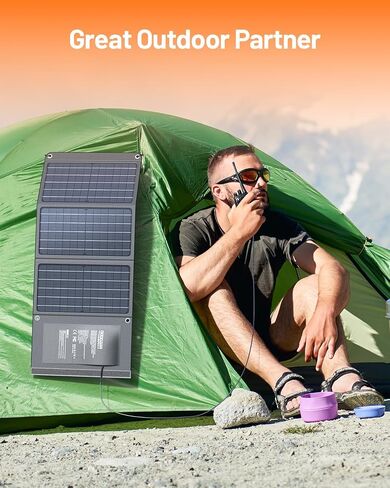 GOODaaa 10W Portable Solar Charger with Dual USB Outputs Super Handy Foldable Size 24% High Conversion Efficiency Solar Panels, Waterproof & Dustproof & Shockproof, Wide Compatibility in Saudi Arabia