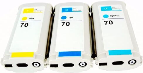 70 خرطوشة حبر 130 مل بديلة لطابعات HP Designjet Z5400 Z5200 Z3200 Z3100 Z2100 كبيرة الحجم - شرائح محدثة جديدة (MK/PK/M/C/Y/LC/LM/LG) in Saudi Arabia