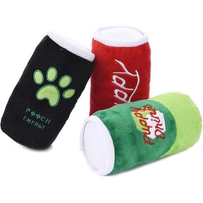 HugSmart | Plush and Squeaky Dog Toys (Soda Drinking Cans Combo)｜Soft Plus Interactive Fetch Dog Toy for Small Medium Breeds (Puppy Drink 2 Pack)