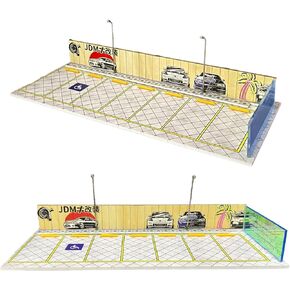 Hot Wheels Display Case, Hot Wheels Storage Car Park with LED Lights, 1/64 Model Car Display Can accommodate multiple models(Graffiti Square), White