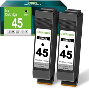 GREENBOX Remanufactured 45 High-Yield Ink Cartridge Replacement for HP 45 51645 51645A for Color Copier 180 Deskjet 820Cse 830 850 870 890 930 950 PhotoSmart 1000 1115 1215 P1000xi Printer (2 Black)