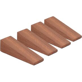 Wooden Door Stoppers, Pack of 4 Dark Brown Triangular Anti Slip Door Stopper Solid Beech Wood Door Stop Wedge Security Door Stopper for Home Hotel Bedroom Living Room Bathroom Accessory