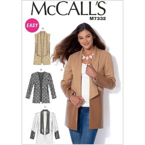 McCall's Patterns M7332 Misses' Open Front Vest & Jackets, Y (X-Small-Small-Medium)