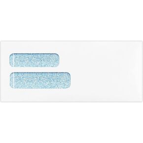 LUXPaper #10 Business Double Window Envelopes | Security Tint | 4 1/8" x 9 1/2" | White | 24lb. Text | 500 Qty