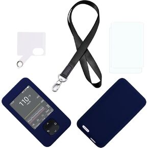 Silicone case for Dexcom G7 & G6 Receiver (Includes Lanyard + Lanyard Patch + Screen Protector) (Black)