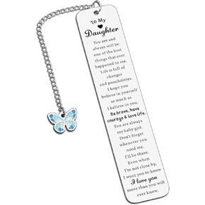 Daughter Birthday Gift to My Daughter Gift from Mom Dad Inspirational Bookmark for Stepdaughter,Daughter Gifts from Mom,Bonus Daughter Gifts,Daughter Bookmark
