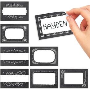 Hadley Designs 56 Chalkboard Self Adhesive Sticker Name Tags for Kids-Name Labels for School, Nametags Labels for Classroom Labels for Teachers, Sticky Name Tags for Clothes