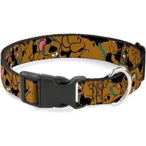 Buckle-Down Scooby Doo Stacked CloseUp Black Plastic Clip Collar, Wide Large/18-32"