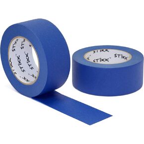 2pk 2" x 60yd STIKK Blue Painters Tape 14 Day Easy Removal Trim Edge Finishing Masking Tape (1.88 IN 48MM) (2 Pack)
