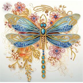 Sanjee 5D Special Shape Diamond Art Kits for Beginners, Dragonfly Diamond Painting Kits for Adults, Crystal Rhinestones Diamond Painting for Home Wall Decoration Gift, 12×12inch