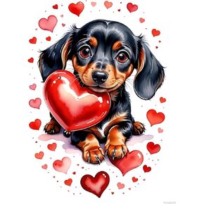 PUAGEMTI Diamond Painting Kits for Adults, DIY 5D Diamond Art Dachshund Full Drill Crystal Rhinestone, Colorful Puppy Embroidery Craft Kits for Home Wall Decor Gifts 12x16 inch