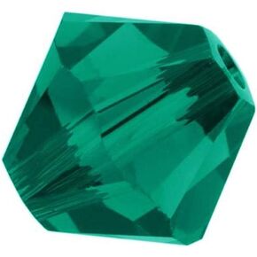 200pcs Authentic Preciosa 4mm (0.16 inch) Small Faceted Bicone Crystal Loose Beads Emerald Green Compatible with Swarovski 5301/5328 for DIY Jewelry Making Pre-B424