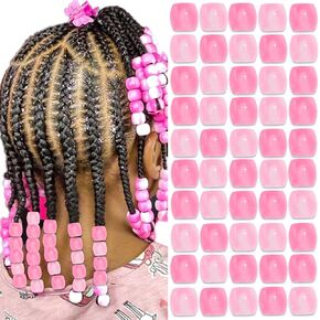 50PCS Blue Hair Beads Dreadlock Decorations for Braids Large Acrylic Pony Loc Beads Jewelry Making Hair Accessories