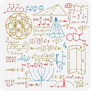 FINGERINSPIRE Mathematical Formulas Painting Stencil 11.8x11.8inch Reusable Math Pattern Painting Template DIY Math Example Diagram Decoration Stencil for Painting on Wood Wall Fabric Furniture