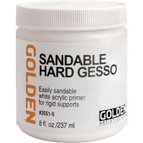 Sandable Hard Gesso by GOLDEN, 8 fl. oz. Jar, Professional Acrylic Gesso, Opaque