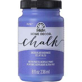 FolkArt Assorted Home Décor Acrylic Chalk Paint For Crafts, Blue Radiance 8 fl oz Ultra Matte Acrylic Chalk Paint, Art Supplies With An Ultra Matte Finish, 36235