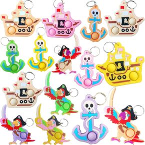 24 Packs Bulk Navigation Pirate Birthday Party Favors, Small Captain Anchor Boat keychain For Summer Classroom Prize Boys Kids Gifts Toys