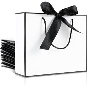 Molain 12Pcs Thank You Gift Bags with Handles and Bow Ribbon, 11.8 x 10 x 4 Paper Gift Bag for Wedding, Baby Shower, Fall Thanksgiving, Birthday Party, Housewarming, Bridesmaid Party Gifts in Saudi Arabia