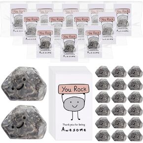 Huwena 30 Sets Inspirational You Gifts Resin Smile Stone with You Rock Card Thank You for Being Awesome Employee Appreciation Party Favor Gifts for Team Coworker Adult Rock Lover