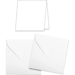 Premium 3" x 3" White Folded Card & Envelope Set - 50 Pack - Blank Folded Cards and White Envelopes - Great for Floral Cards, Small Thank You's, DIY Small Cards, and More!