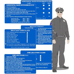 3 PCS/Set of Metal NHTSA SFST/HGN Checklist Cards, Standardized Field Sobriety Test Instruction Card - Walk and Turn, HGN, One Leg Stand, Law Enforcement, Trooper, DWI, Police Card