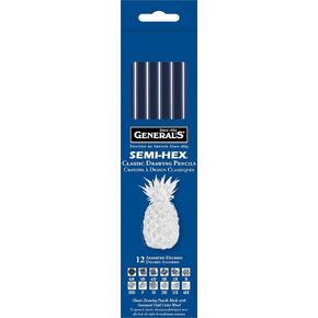 General's Semi-Hex Graphite Pencils, Assorted Degrees Set of 12 Pencils (#497-12A)