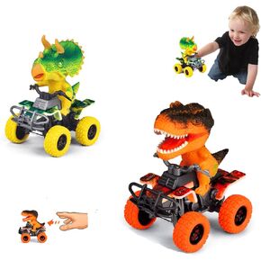Dinosaur Inertia Car Toys for Kids 3-5 Year Boys and Girls,Dinosaur Pull Back Vehicles Toys,2 Pack Monster Truck Friction Powered Toddler Car Games for Kids Age 3+ Gifts