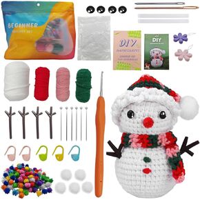 MAIMAIMAO Crochet Kit for Beginners 4 Pcs Snowman Christmas Crochet Kit for Beginners Adults with Step-by-Step Video Christmas New Year Party Favor Gifts Christmas Decoration Gifts