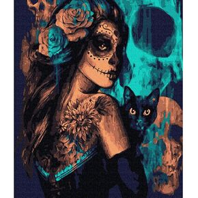 Halloween Paint by Number Skull Witch,Banshee Paint by Numbers Kit for Adults Beginners,DIY Oil Painting Acrylic Home Wall Decor for Art and Craft 16x20 inch