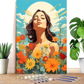 Reofrey Paint by Numbers Kit for Adults Flower Beauty - 40x50cm Canvas, Paint by Number - Acrylic Paint Set - Relaxing DIY Art for Beginners & Experts - Home Wall Decoration