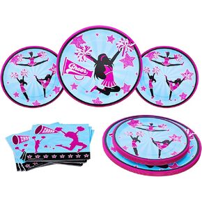 Blue Orchards Cheerleading Party Plates and Napkin (52 Pieces for 16 Guests) - Cheerleader Birthday Party, Cheerleader Birthday Party, Plates and Napkins, Cheer Party Supplies