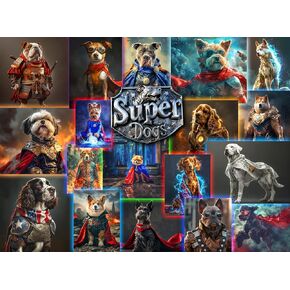 Superhero Dogs Puzzle - 1000 Piece Collage Jigsaw Puzzle - Precision Cut Vibrant, Glare-Free Imagery | Great for Adults & Kids - Cute and Colorful Puzzle for Family Game Nights (Super Dogs)