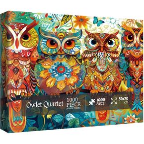Colorful Owl Puzzles for Adults 1000 Pieces, Nature Cute Bird Jigsaw Puzzles, Art Animal Wildlife Puzzles