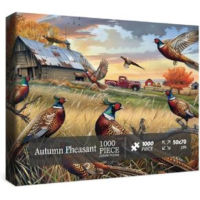 Autumn Pheasant Puzzle 1000 Piece Puzzle for Adults, Fall Animal Jigsaw Puzzles Beautiful Bird Art Puzzle, Nature Animal Puzzle As Home Decor