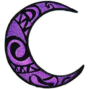 ONCEX Moon Crescent Embroidered Applique Iron on Patch Purple Moon Crescent Star Emblem Cartoon Kids Craft Patches for Clothes Backpacks Vest Jeans Jackets Hats