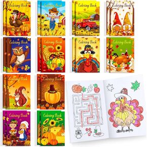BenLouis Fall Mini Coloring Books for Kids Fall Harvest Party Favors Activity Book Prizes Thanksgiving Goodie Bag Stuffer in Bulk for Autumn Birthday Party Gift Favor Classroom Craft Supplies（24pcs）