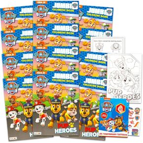 Paw Patrol Party Favors Bulk - Paw Patrol Party Supplies Bundle with 12 Jumbo Paw Patrol Activity Books with Coloring Pages, Games, Activities, More Plus Tattoos | Paw Patrol Coloring Books Bulk