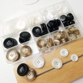 CLYAIYL 30 PCS Resin Sewing Buttons, 28mm/1.1 inch Round Bulk Buttons for Sewing, with 3 Matte Pattern Size 4 Holes, for Sewing DIY Crafts, Handmade Repair Cloth in Kuwait