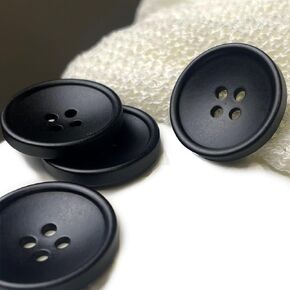 Concave Corozo Suit Buttons, Matte Black 4 Holes - Assorted Sizes (30PCS/Pack)