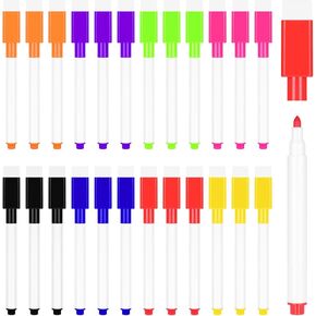 24 Pcs Magnetic Dry Erase Markers, Fine Tip Point Whiteboard Markers with erases White Board Dry Markers for Kids Teachers Office School Supplies