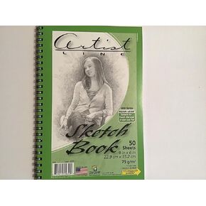Artist Line - Sketch Book - Medium Weight - 50 Sheets - 9"x6" - 600 Series - Suitable for Pencil, Charcoal, Crayon & Pen
