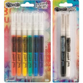 Dyan Reaveley's Dylusions Paint Pens - Six Color Pack + White Linen & Black Marble