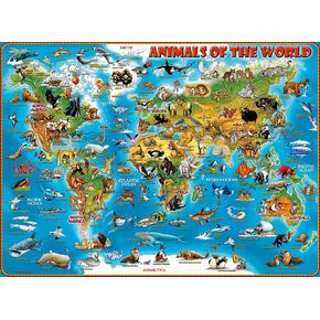 Ravensburger Animals of The World 300 Piece XXL Jigsaw Puzzle forKids - | Unique Piece Design | Anti-Glare Surface | Skill-Building, Fun Activity | Amazon Exclusive