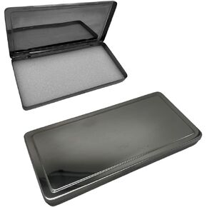 Metal Pen Pencil Case Stationery Box Empty Hinged Stainless Steel Box School Supplies Pen Holder Makeup Brushes Organizers 4x8.5x1 inch, Silver (999)