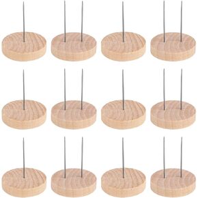 Framendino, 12 Pack Wooden Crochet Stand Wood Display Stand for Mini Crochet Single Double Steel Needle