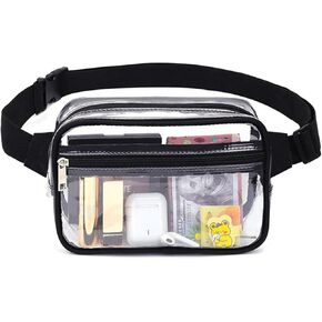 Clear Fanny Pack, Clear Fanny Pack Stadium Approved, Waterproof Cute Clear Fanny Bag Wallet Adjustable Fanny Bag for Men Women Sports Events, Concerts, Music Festivals, Events, Beaches
