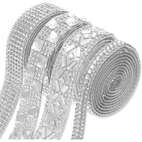 1 Yards Self Adhesive Rhinestone Ribbon Shiny Crystal Rhinestone Diamond Ribbon Roll Rhinestone Ribbon Resin Diamond Ribbon Rhinestone Tape and Strips for Crafting DIY Decoration (4 Rolls in Saudi Arabia